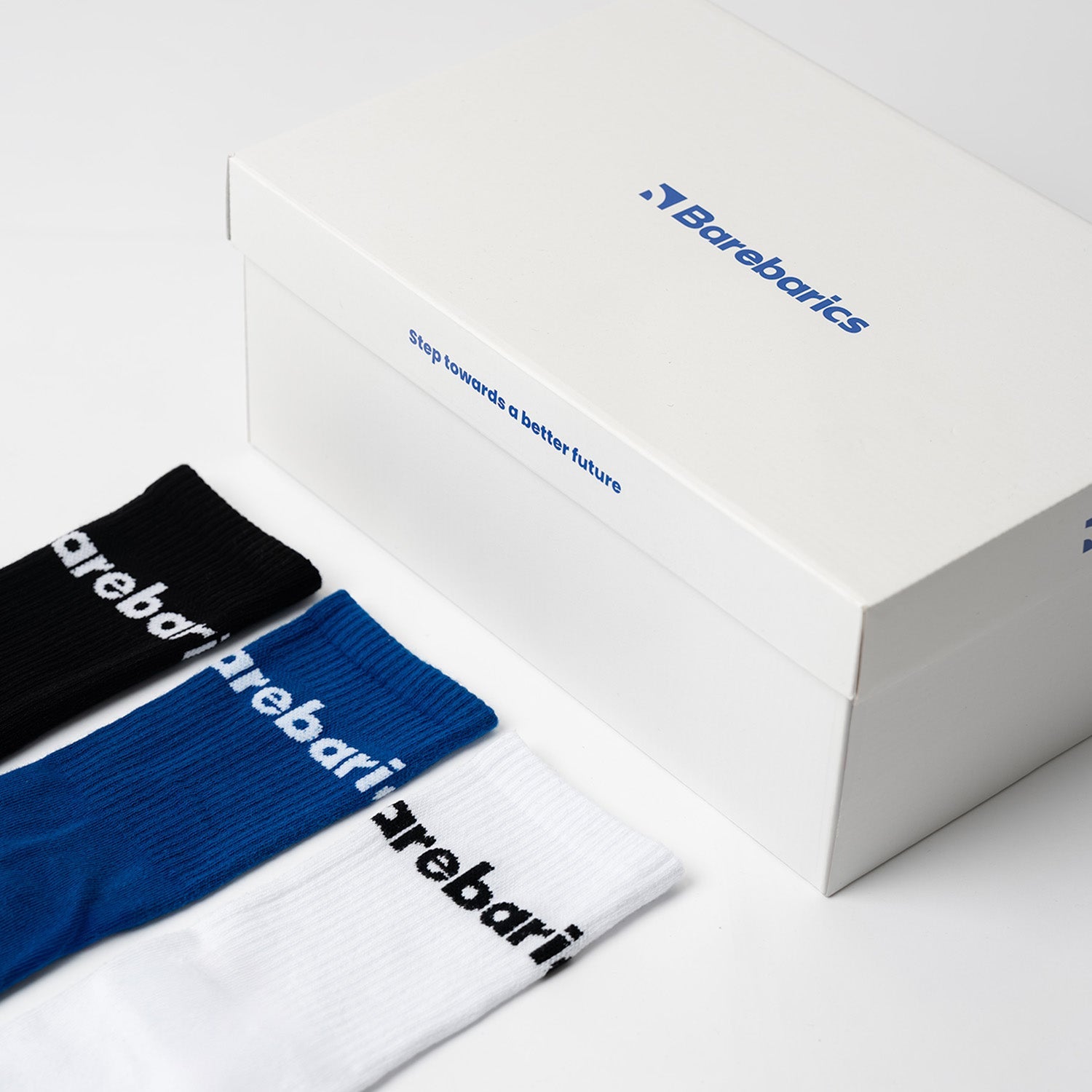 Barebarics - Barefoot Socks - Crew - Cobalt Blue - Big logo - Barefoot Shoe Store