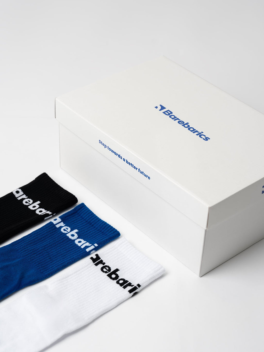 Barebarics - Barefoot Socks - Crew - Cobalt Blue - Big logo - Barefoot Shoe Store