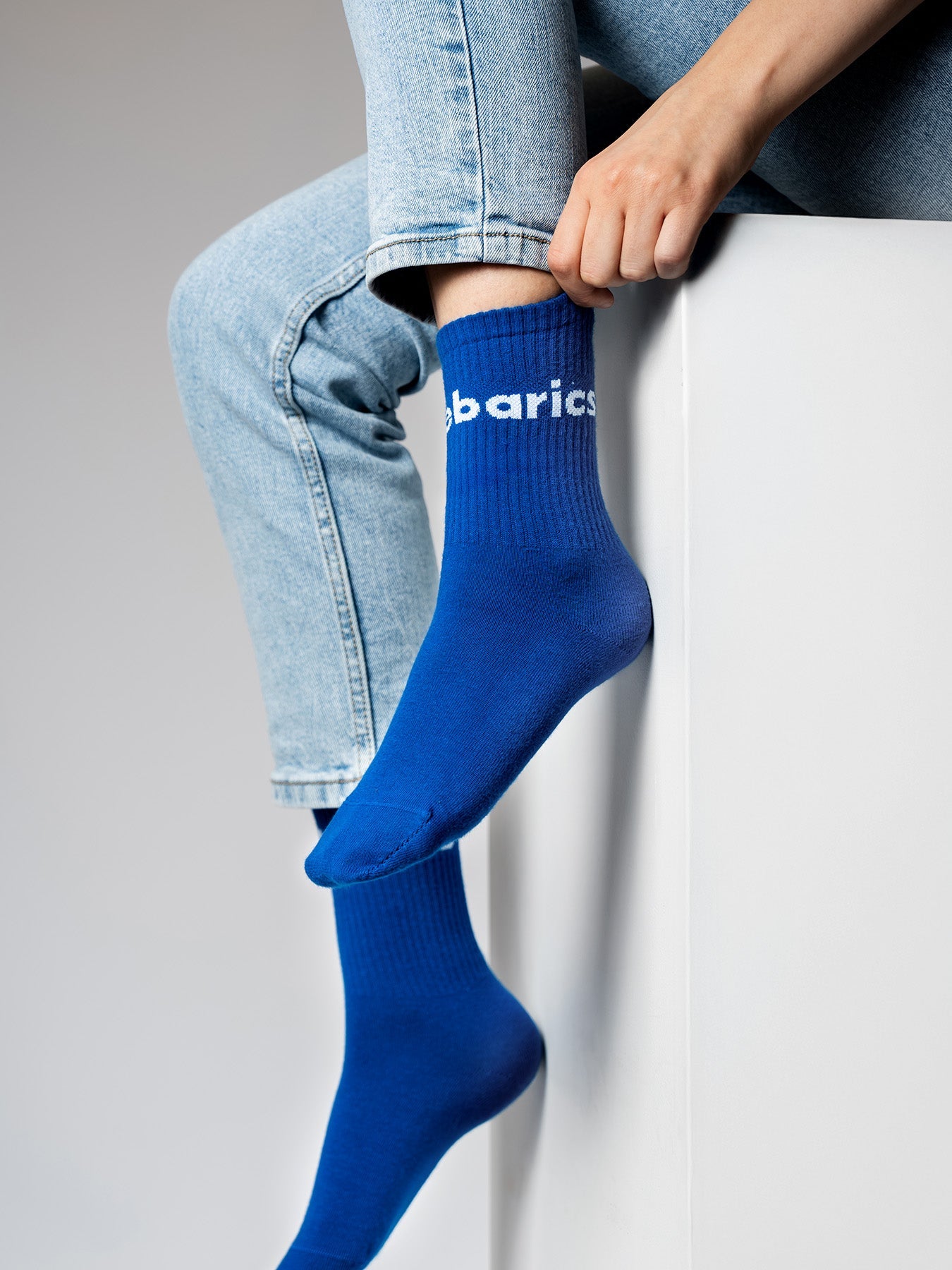 Barebarics - Barefoot Socks - Crew - Cobalt Blue - Big logo - Barefoot Shoe Store