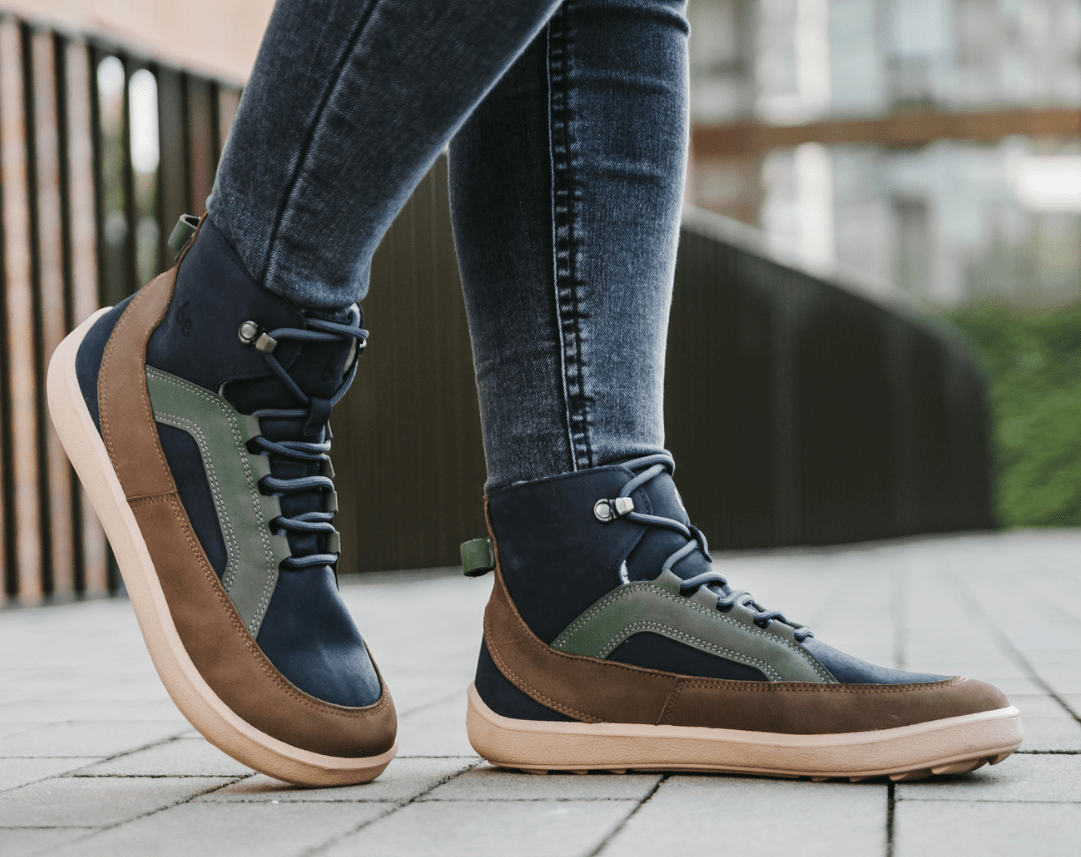 Barefoot Boots Be Lenka York - Navy, Brown & Beige - Barefoot Shoe Store