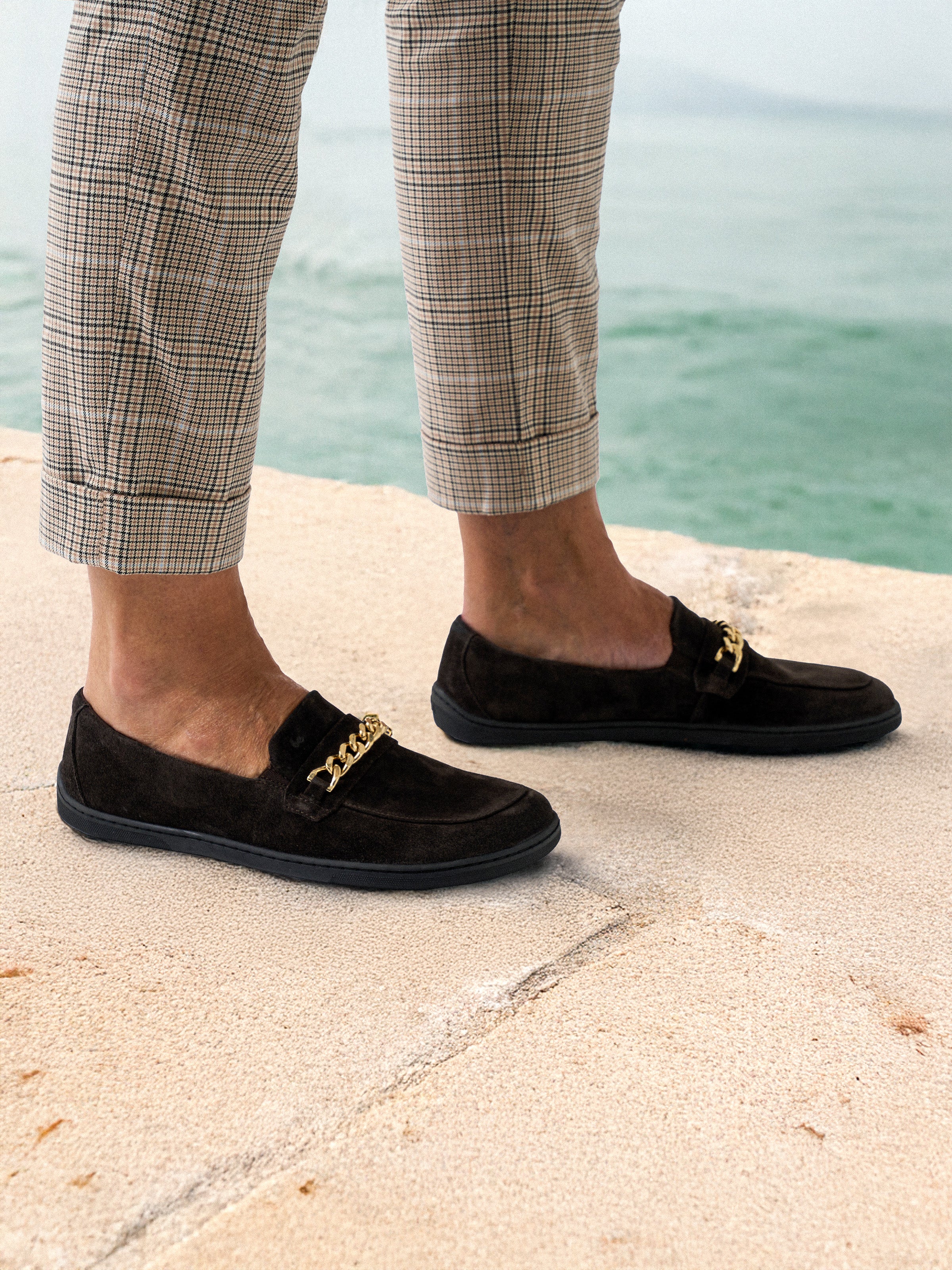 Barefoot Moccasins Be Lenka Prestage - Dark Brown & Gold
