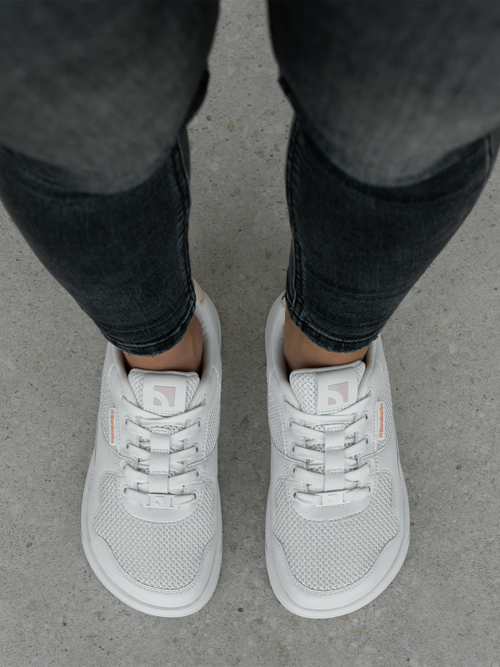 Barefoot Sneakers Barebarics Zing - Fresh - White & Coral Pink