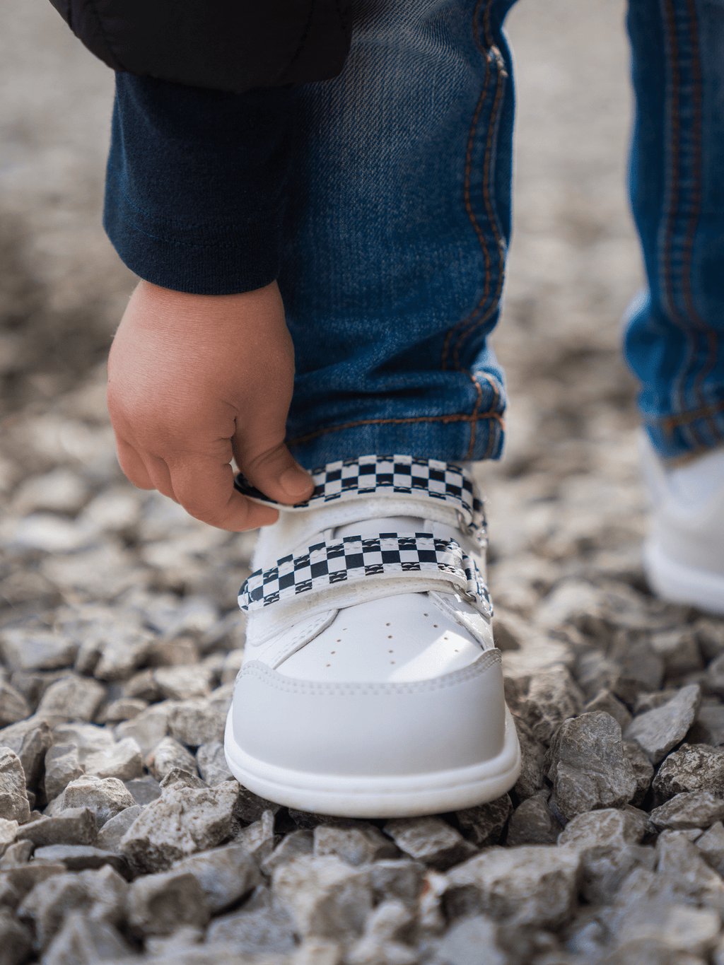 Kids barefoot sneakers Be Lenka Energise Kids - White & Checkerboard - Barefoot Shoe Store