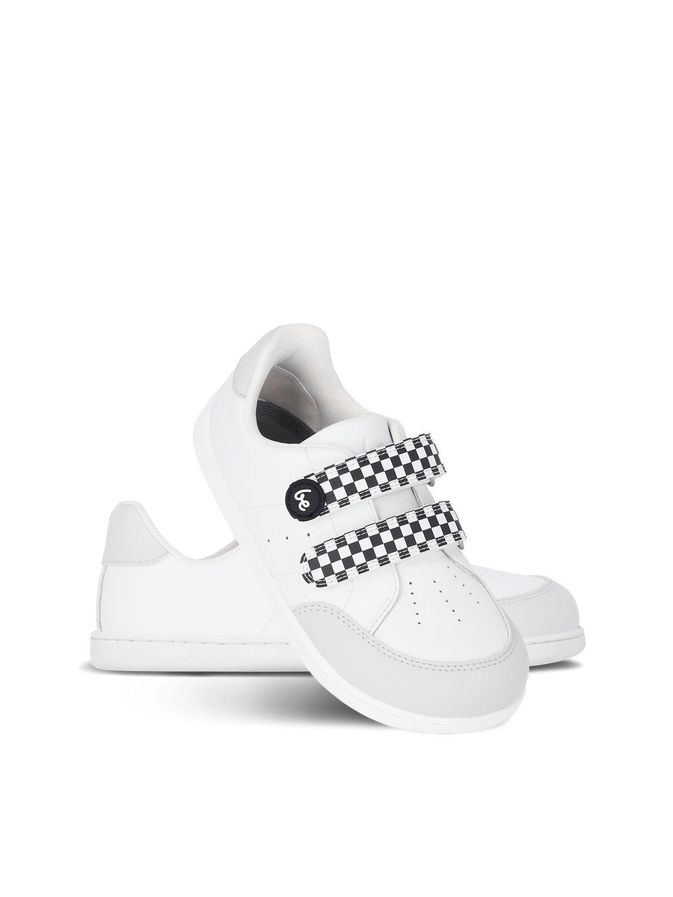 Kids barefoot sneakers Be Lenka Energise Kids - White & Checkerboard - Barefoot Shoe Store