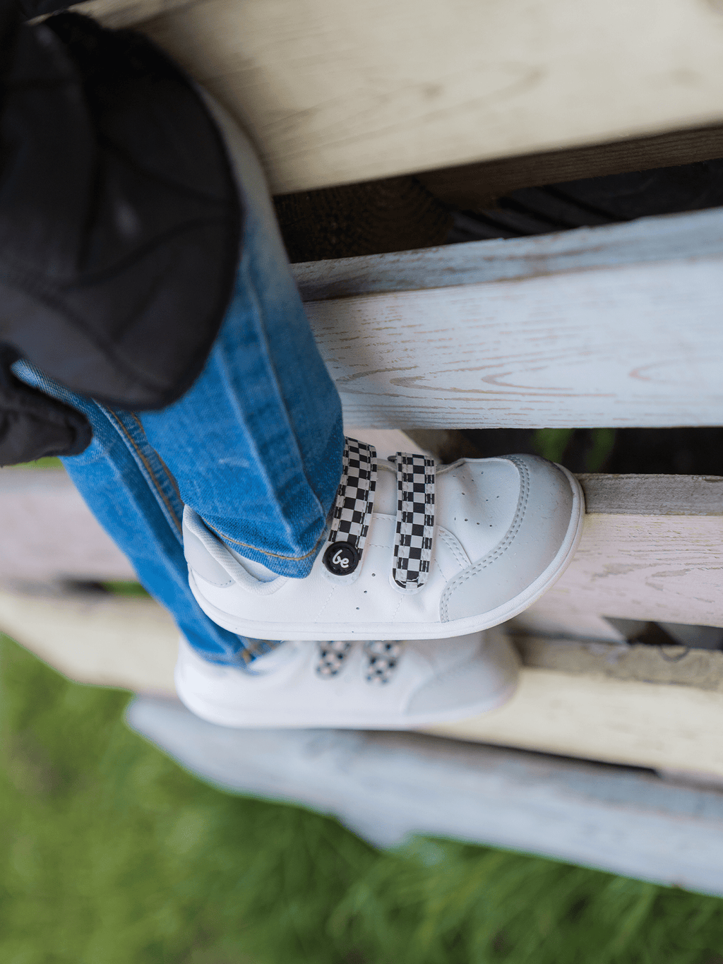 Kids barefoot sneakers Be Lenka Energise Kids - White & Checkerboard - Barefoot Shoe Store