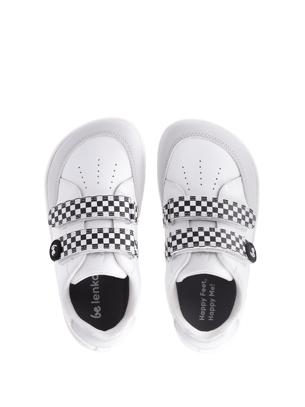 Kids barefoot sneakers Be Lenka Energise Kids - White & Checkerboard - Barefoot Shoe Store