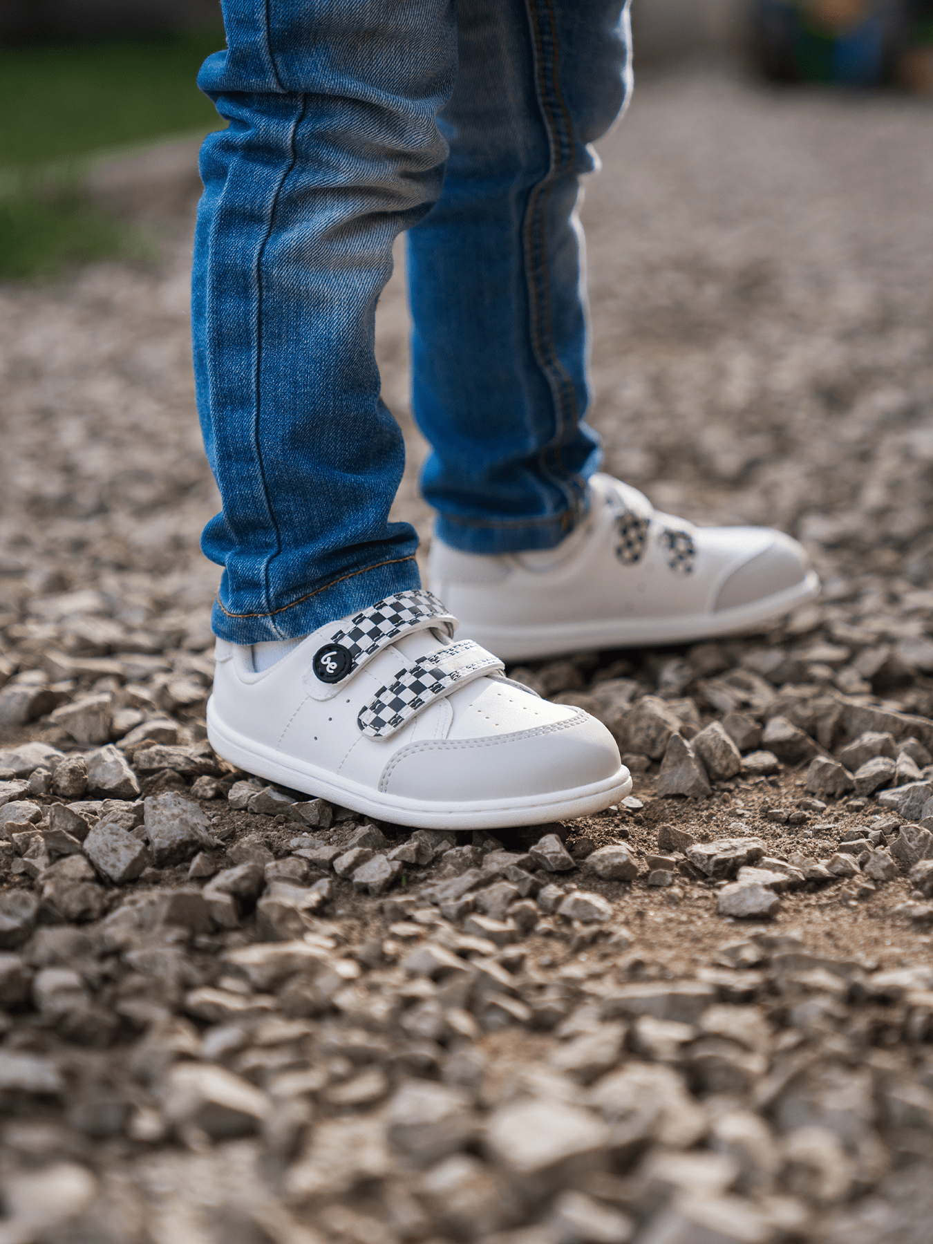 Kids barefoot sneakers Be Lenka Energise Kids - White & Checkerboard - Barefoot Shoe Store