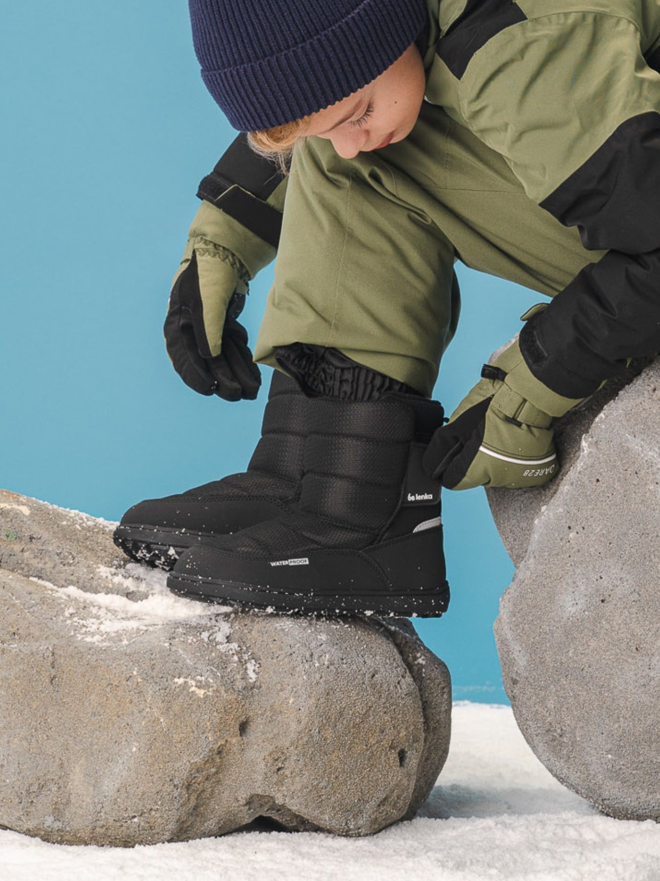 Kid's barefoot snow boots Be Lenka Ailo Kids - All Black - Barefoot Shoe Store