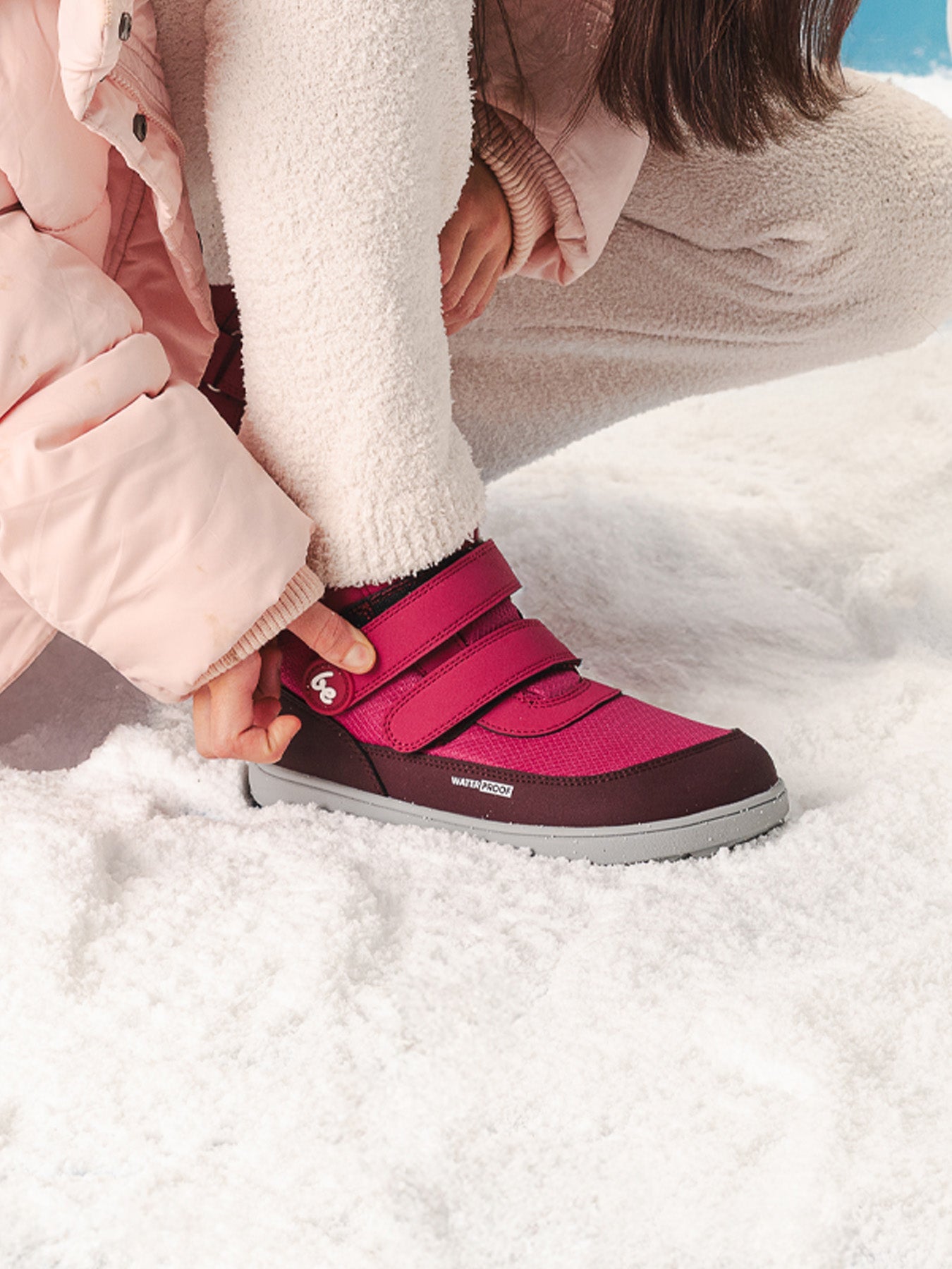 Kids winter barefoot boots Be Lenka Zippu Junior - Berry & Grey - Barefoot Shoe Store