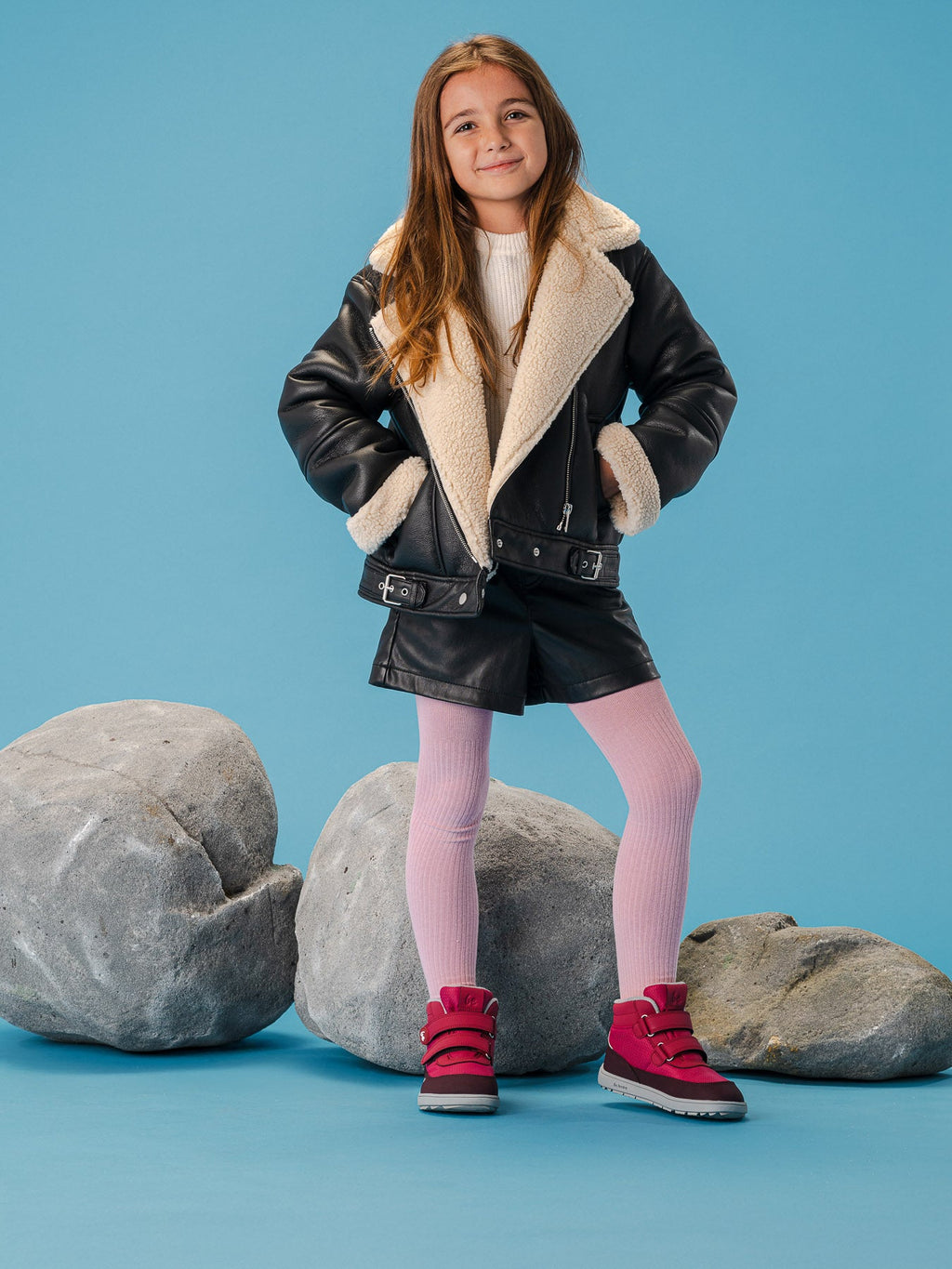 Kids winter barefoot boots Be Lenka Zippu Kids - Berry & Grey - Barefoot Shoe Store