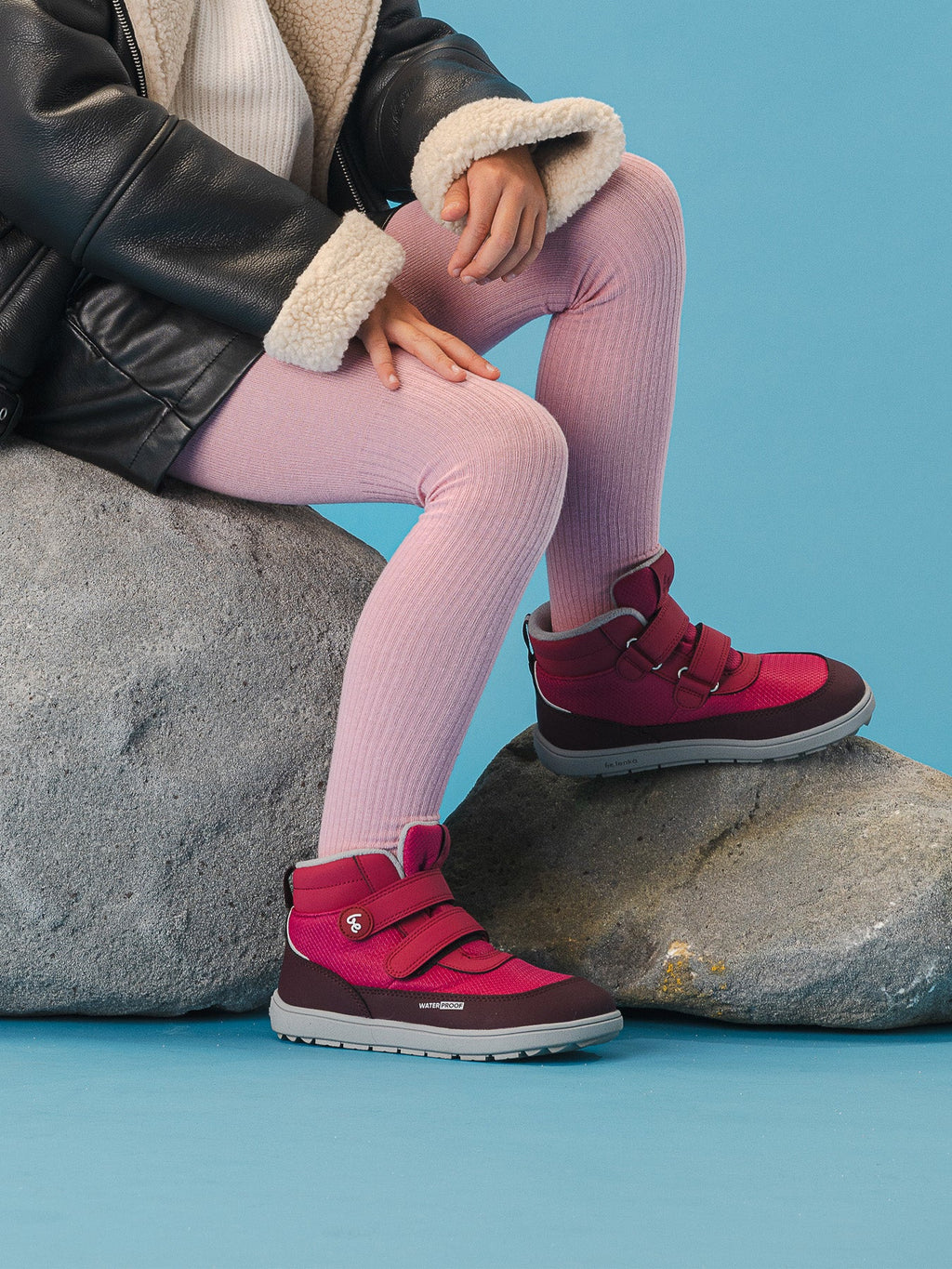 Kids winter barefoot boots Be Lenka Zippu Kids - Berry & Grey - Barefoot Shoe Store