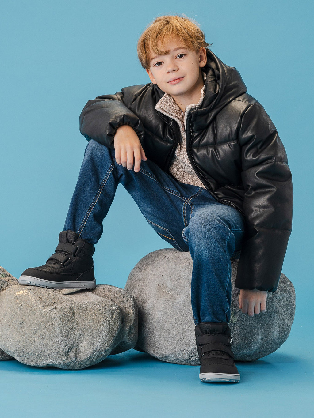 Kids winter barefoot boots Be Lenka Zippu Kids - Black & Grey - Barefoot Shoe Store
