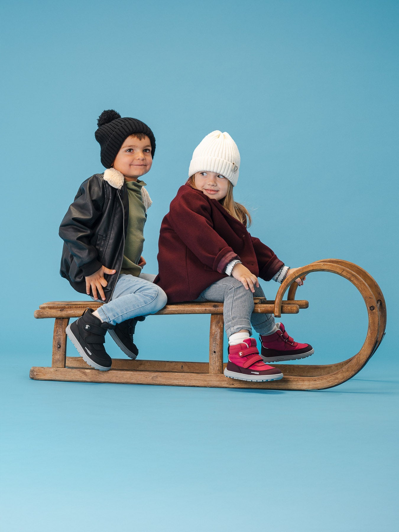Kids winter barefoot boots Be Lenka Zippu Preschool - Berry & Grey - Barefoot Shoe Store