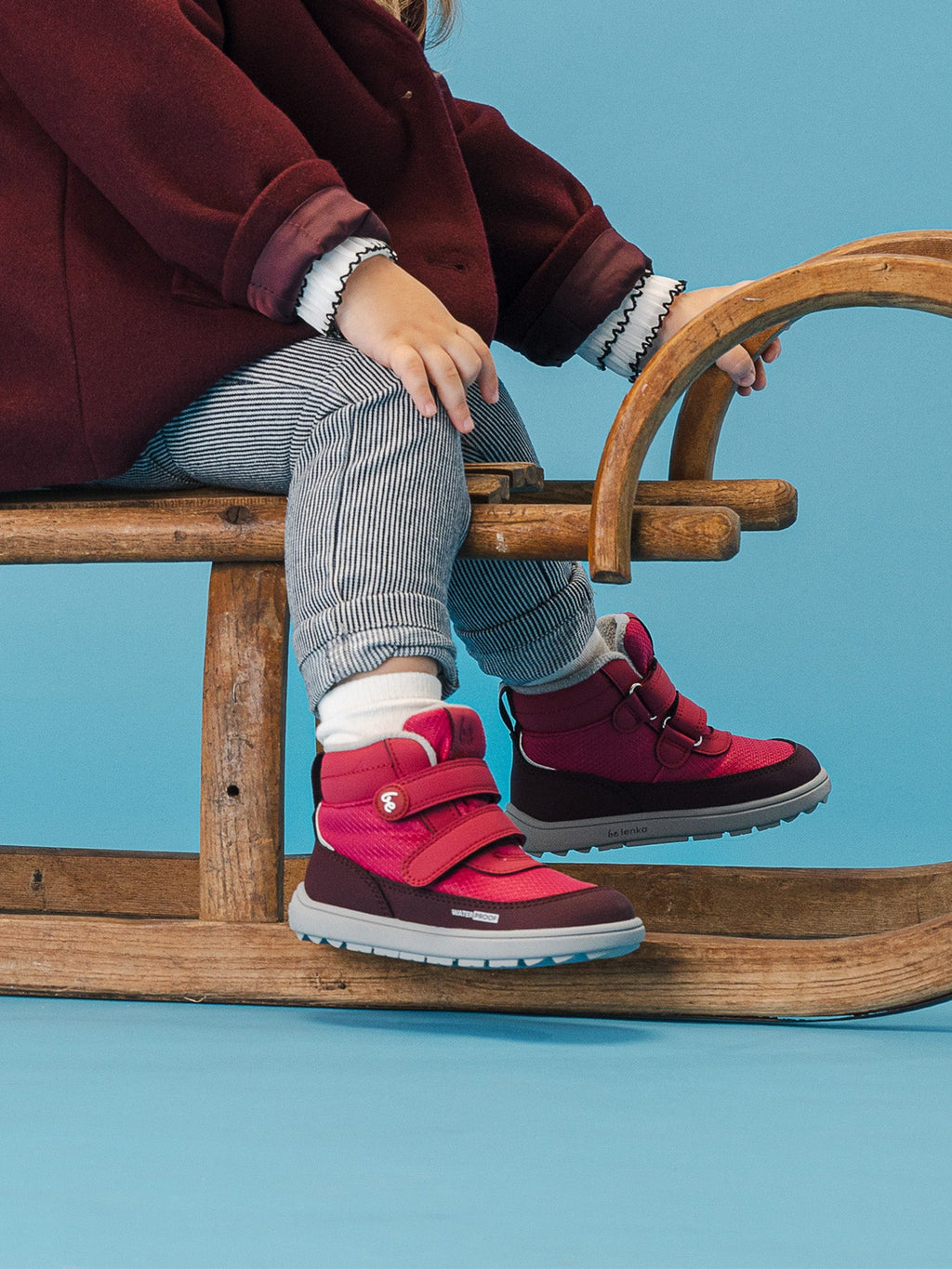 Kids winter barefoot boots Be Lenka Zippu Preschool - Berry & Grey - Barefoot Shoe Store
