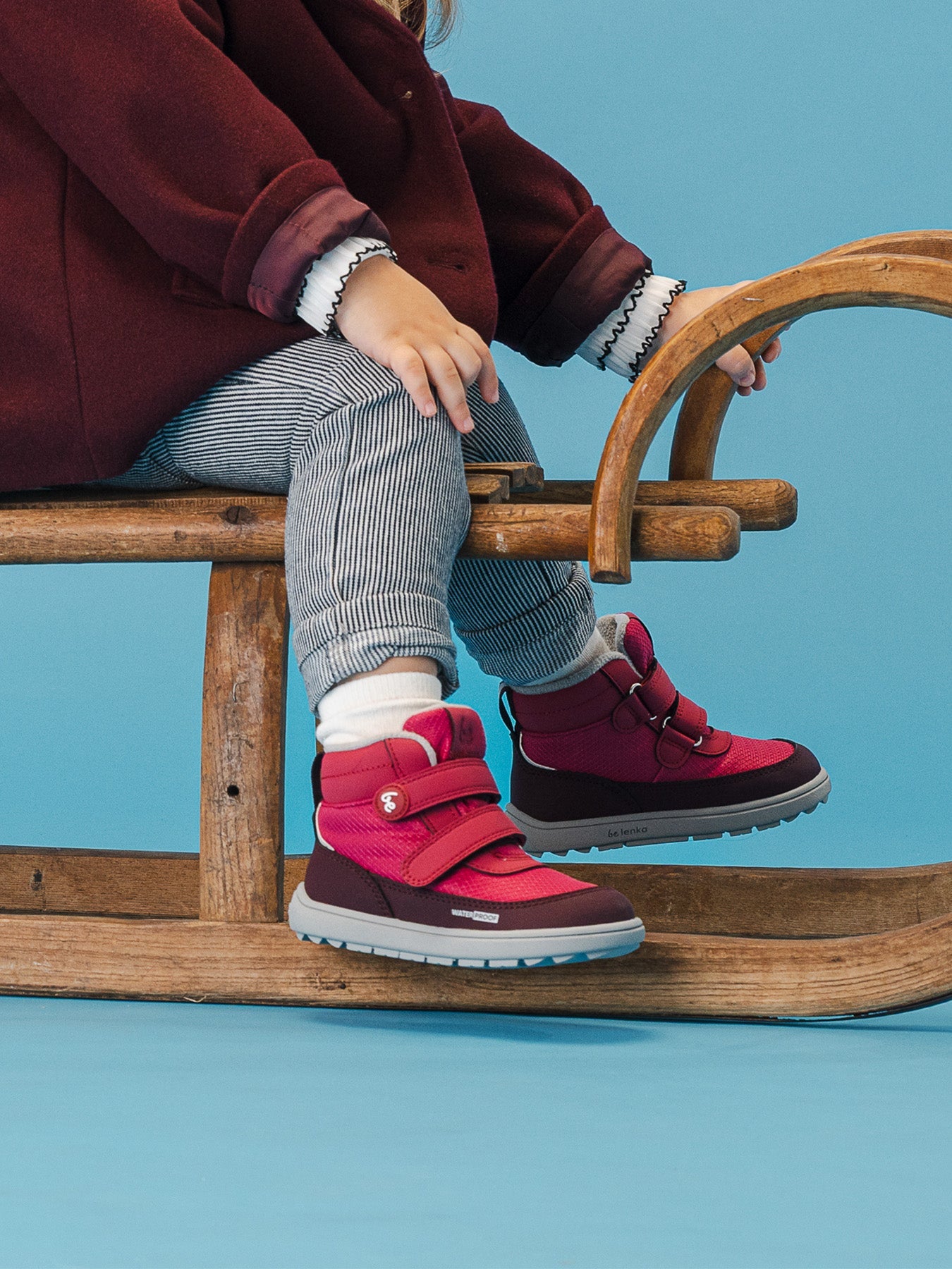 Kids winter barefoot boots Be Lenka Zippu Preschool - Berry & Grey - Barefoot Shoe Store