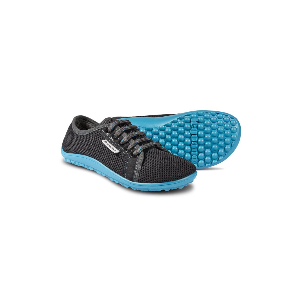 LEGUANITO ACTIVE - Anthracite, blue sole - Barefoot Shoe Store