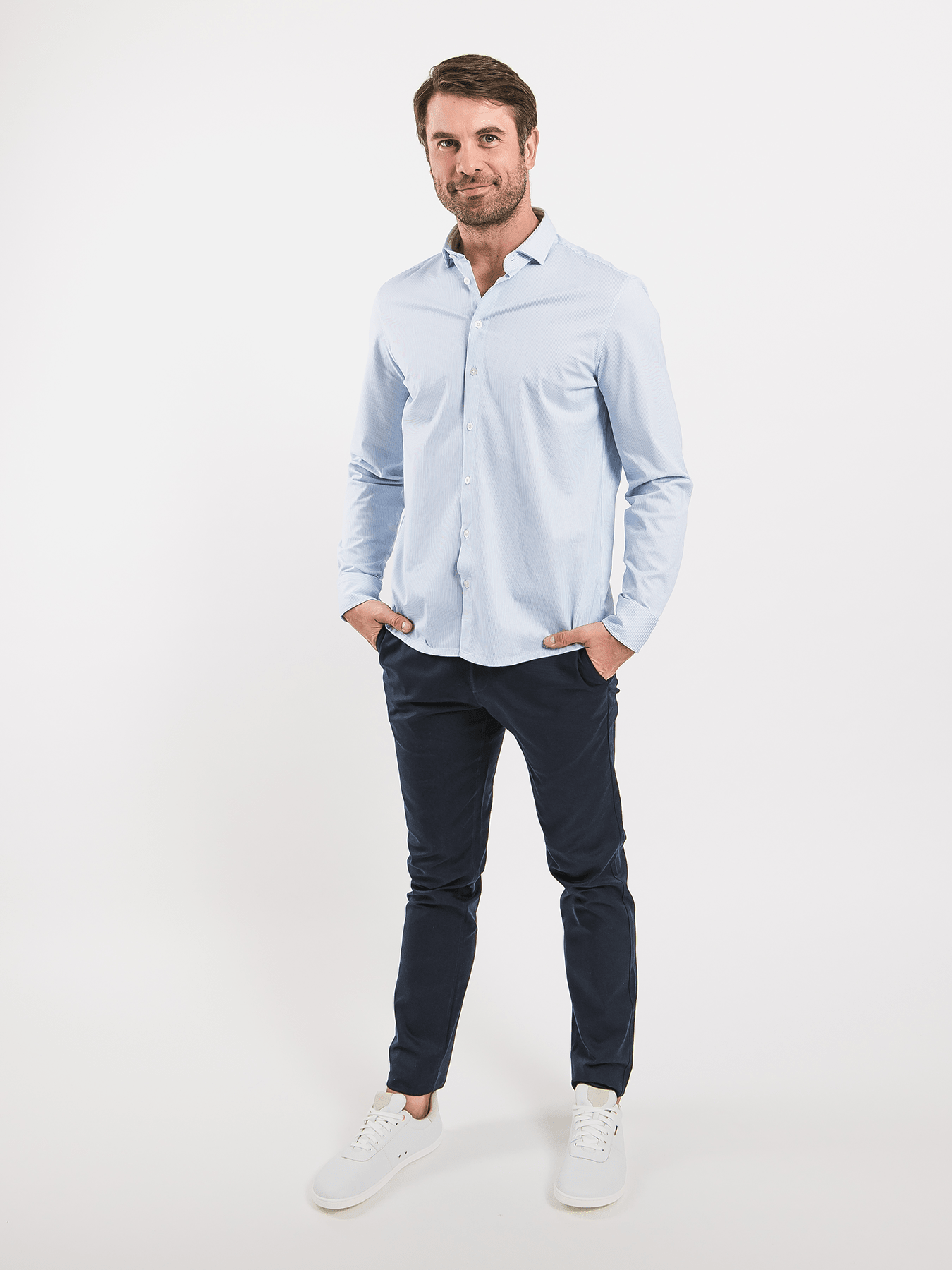 Men’s Shirt Regular Be Lenka Essentials - Blue and White - Barefoot Shoe Store