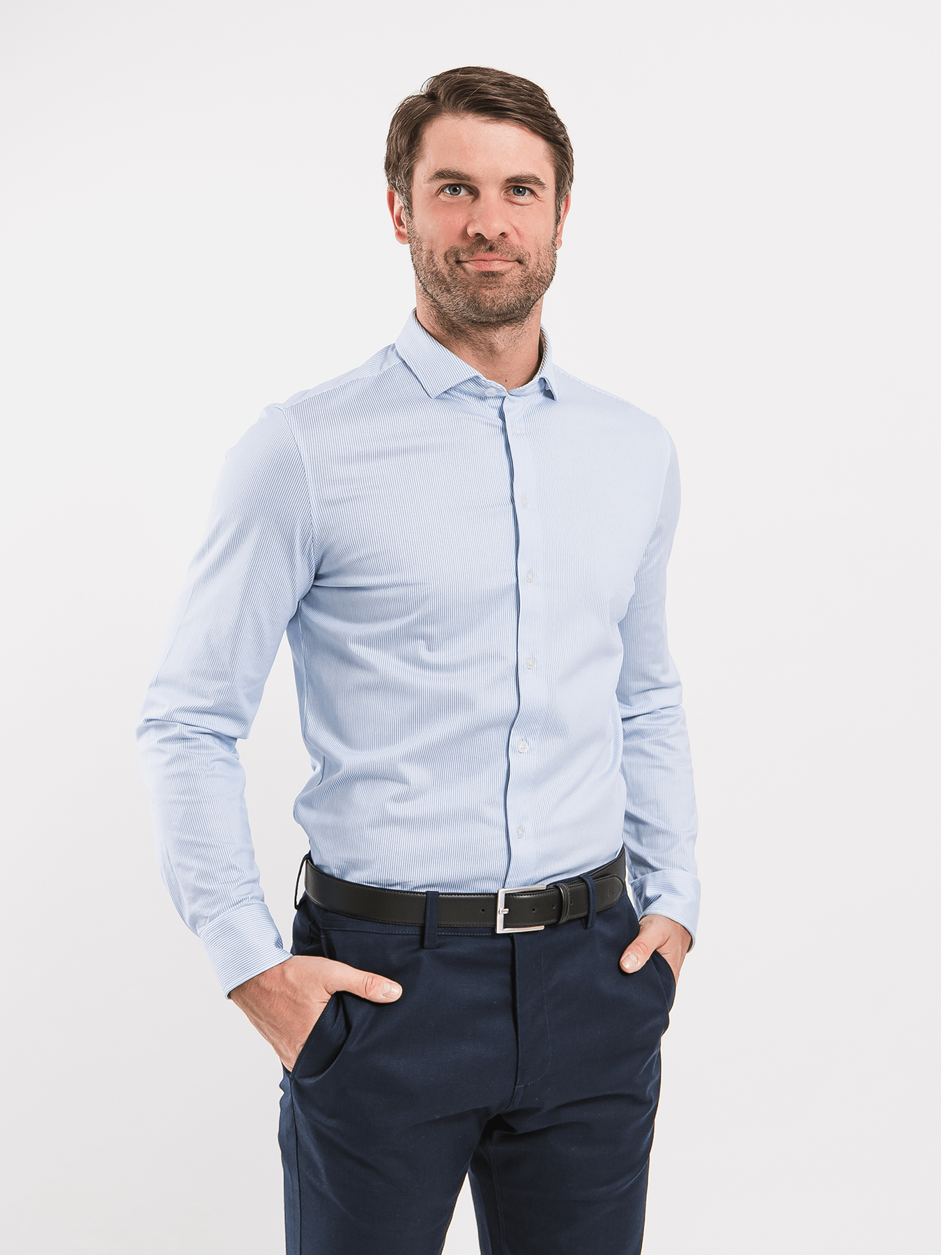 Men’s Shirt Slim Be Lenka Essentials - Blue and White - Barefoot Shoe Store