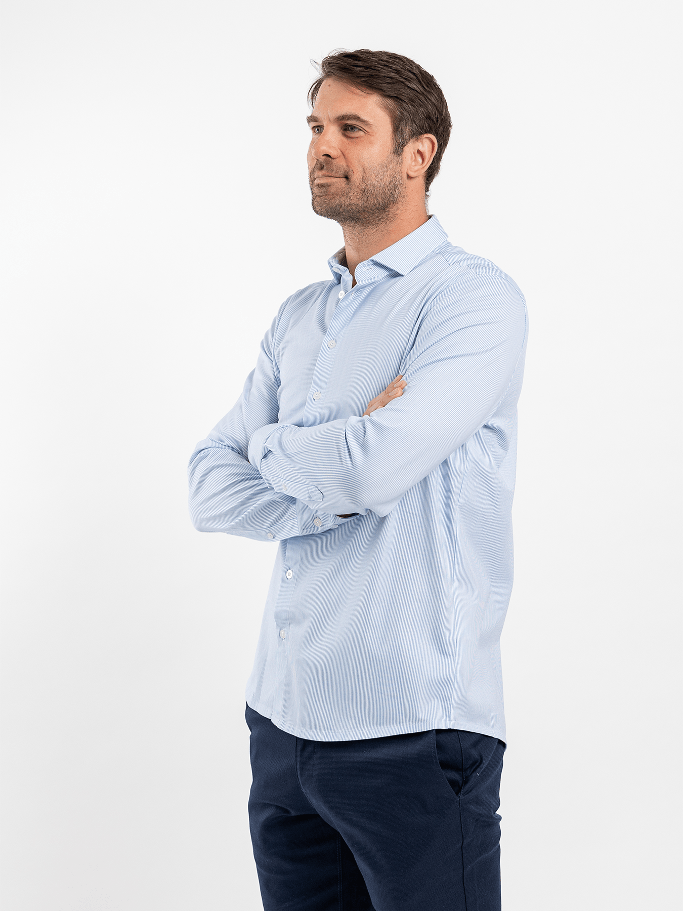 Men’s Shirt Slim Be Lenka Essentials - Blue and White - Barefoot Shoe Store