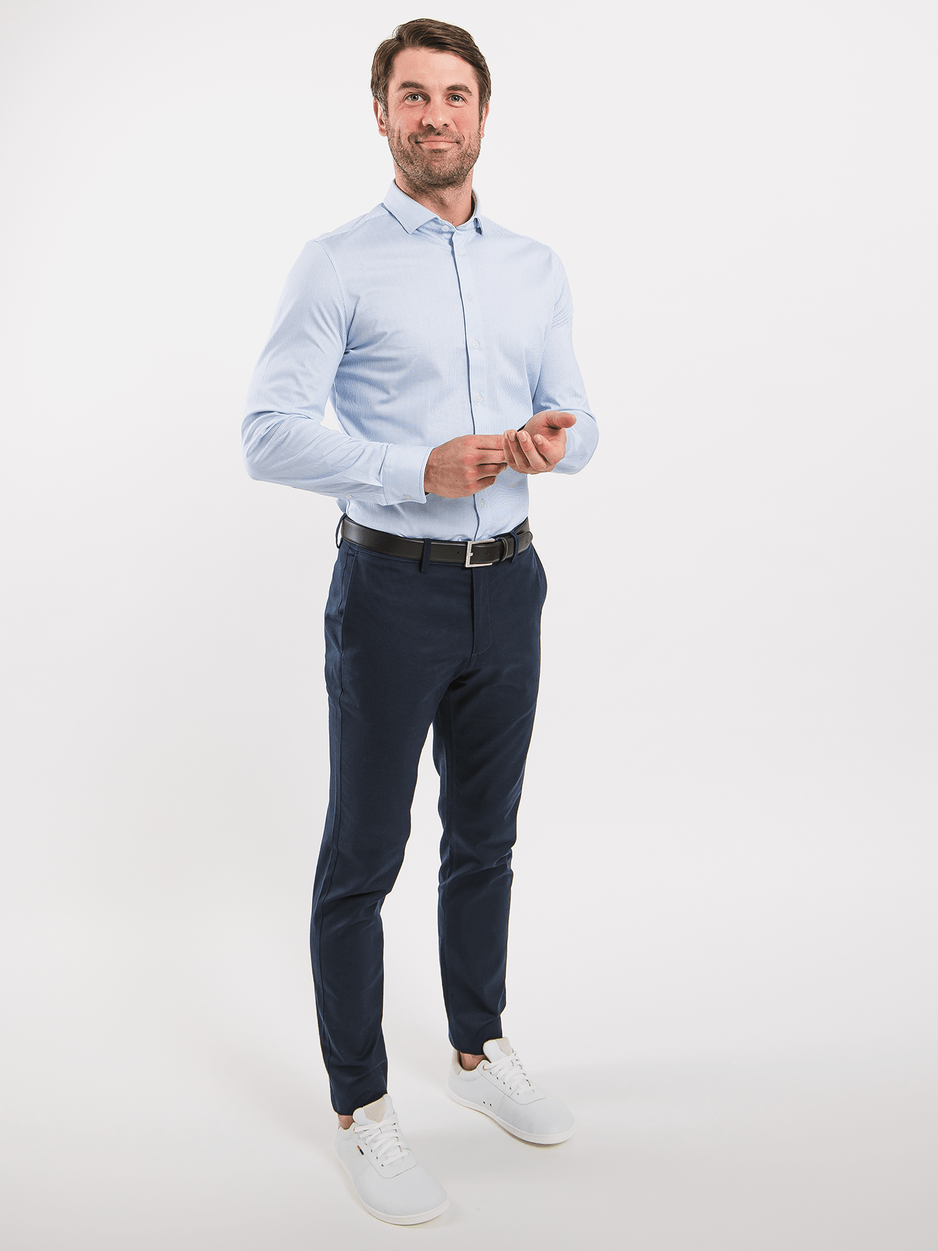 Men’s Shirt Slim Be Lenka Essentials - Blue and White - Barefoot Shoe Store