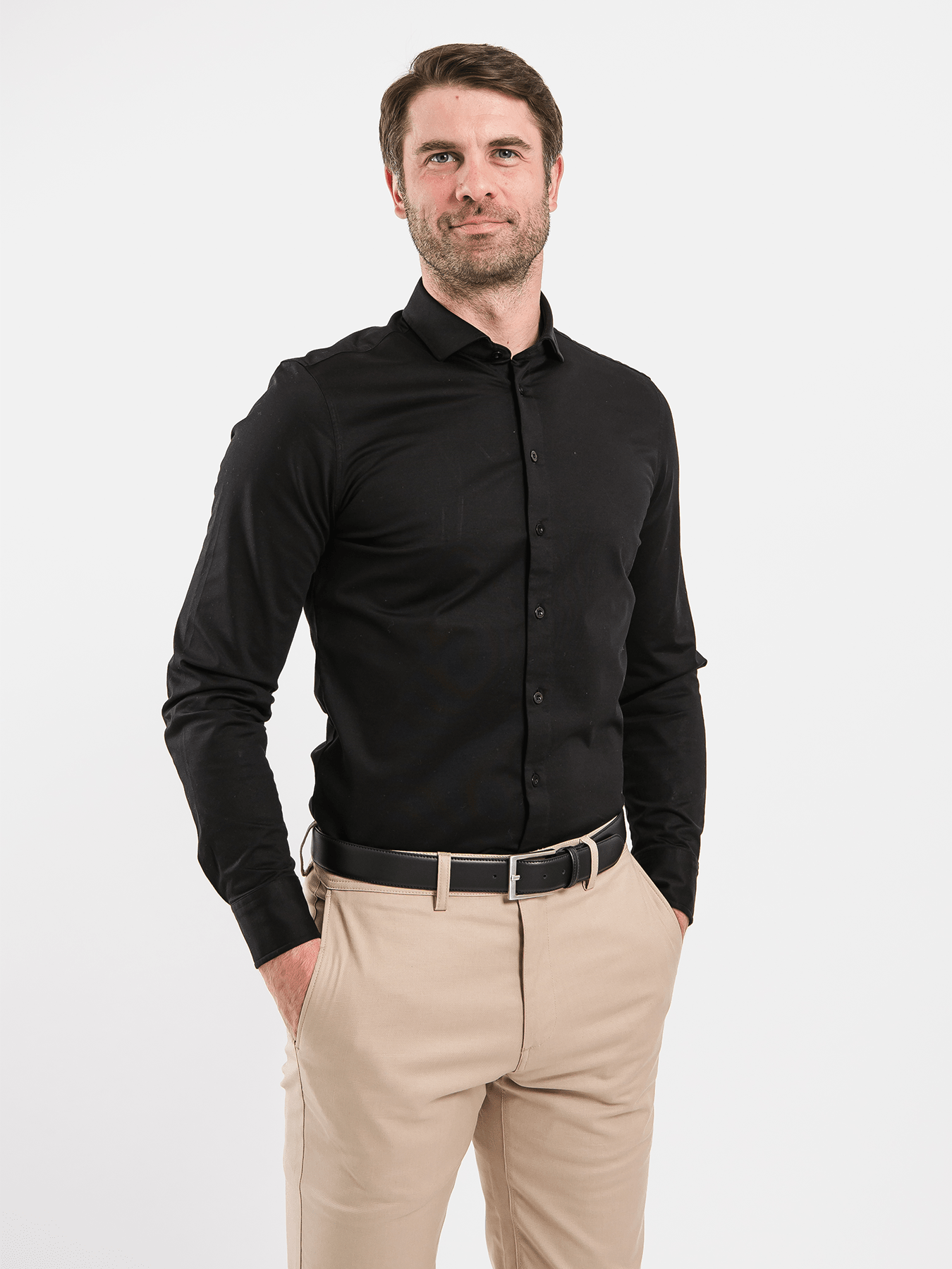 Men’s Shirt Slim Be Lenka Essentials - Jet Black - Barefoot Shoe Store
