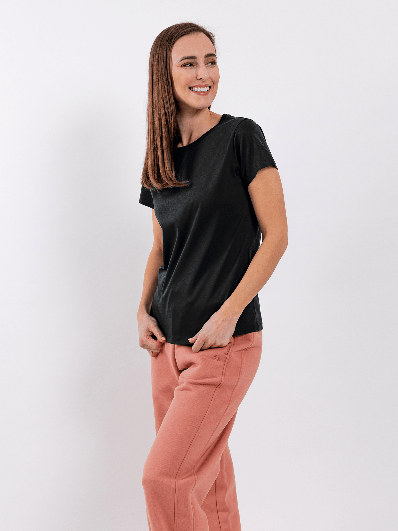 Women's Round Neck t-shirt Be Lenka Essentials - Jet Black - Barefoot Shoe Store