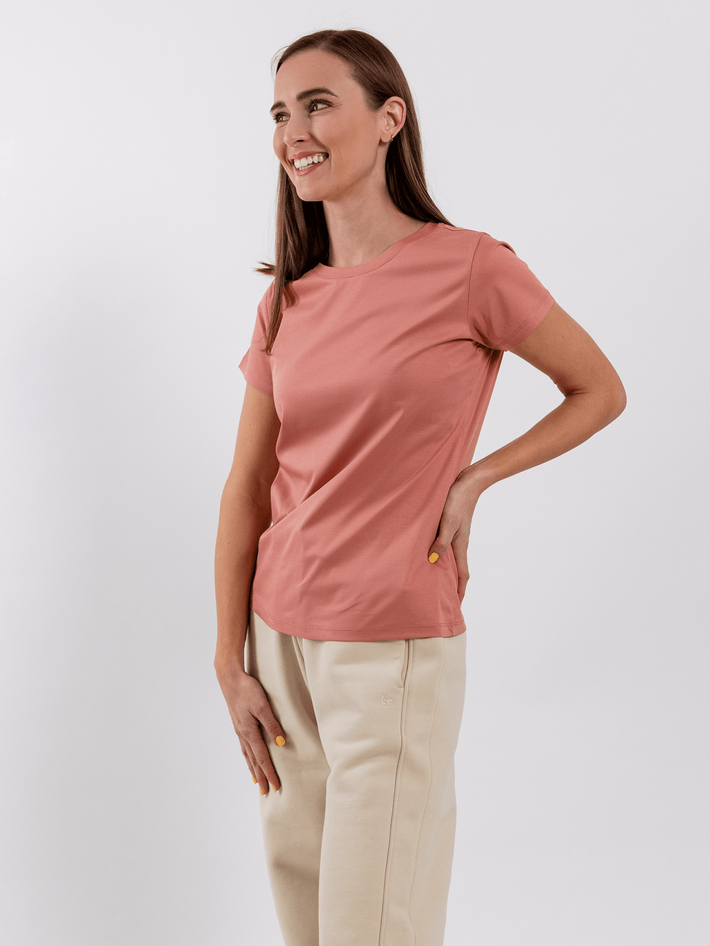 Women's Round Neck t-shirt Be Lenka Essentials - Salmon Pink - Barefoot Shoe Store