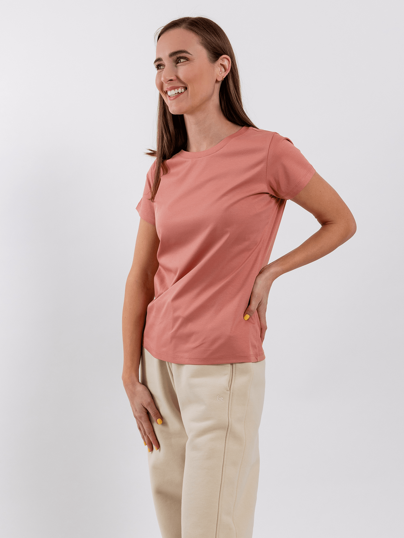Women's Round Neck t-shirt Be Lenka Essentials - Salmon Pink - Barefoot Shoe Store