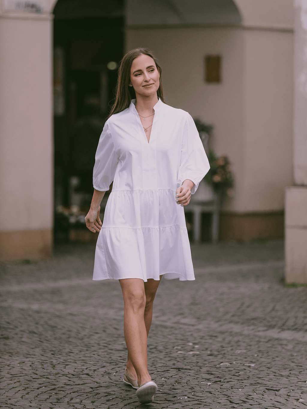 Women's Shirt Dress Be Lenka Essentials - White - Barefoot Shoe Store